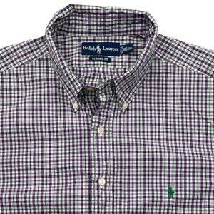 Polo Ralph Lauren Purple Plaid Button Long Sleeve 2XL Cotton Shirt Men's XXL